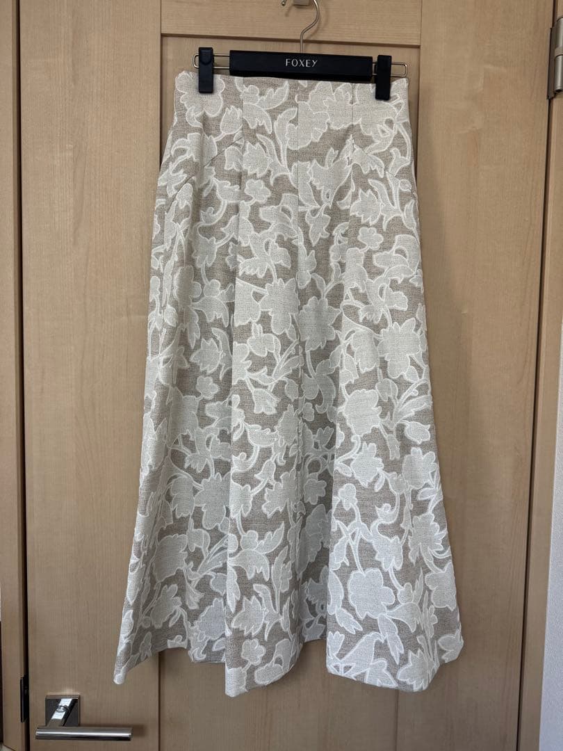 新品　 ANAYI リネンライクフラワープリントフレア スカート 38サイズ