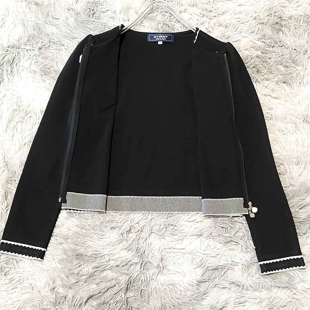極美品 2023SS M'S GRACY お花リボン付きジップアップニット