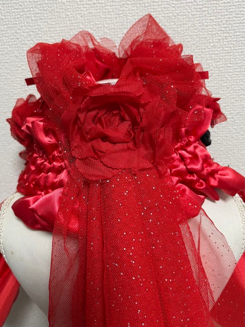 コロ　赤と黒の薔薇ドレス➕ボンネット　ハンドメイド