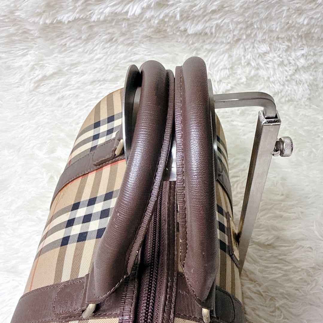 BURBERRY バーバリー ミニボストンバッグ ノバチェック プレートロゴ