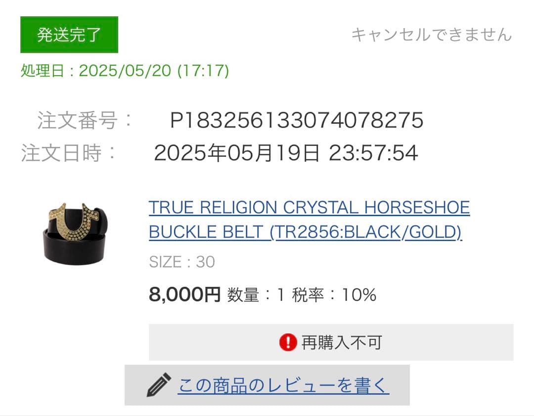 True Religion crystal belt ベルト ゴールド