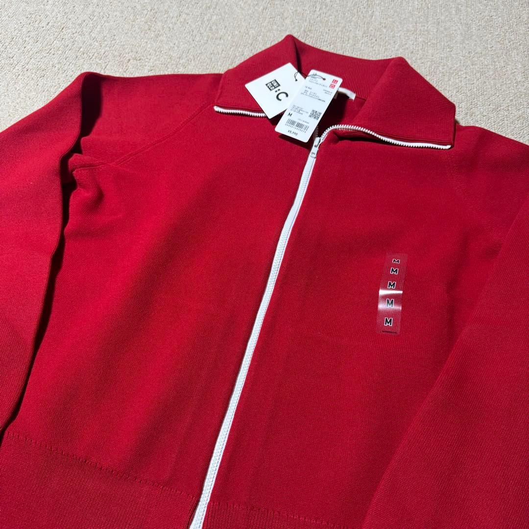 【新品未使用】ユニクロC ミラノリブフルジップカーディガン　Red Mサイズ