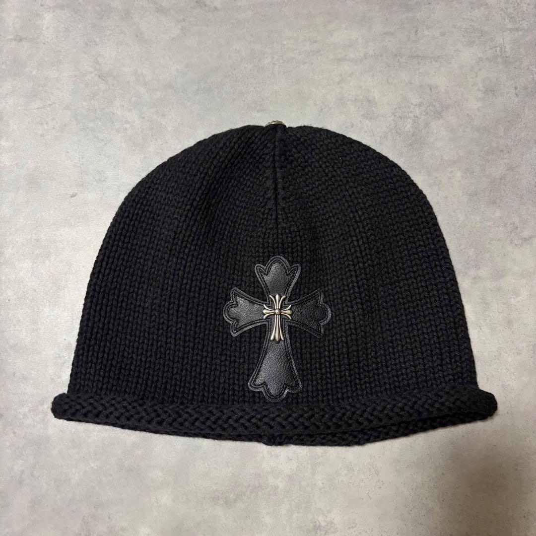【即購入OK‼️】ニット帽 ビーニー クロス ニットCH柄刺繍 男女兼用　Y2K