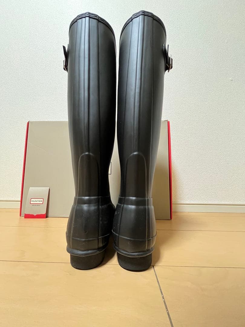 【美品】HUNTER ハンター レインロングブーツ ブラック 長靴 25cm