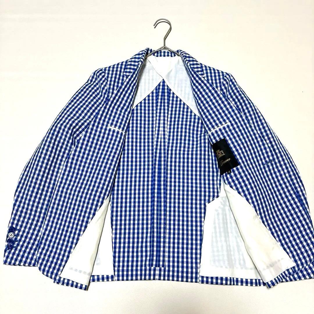 上品✨Drawer リネン混 チェックジャケット 春アウター 軽やか 羽織り36