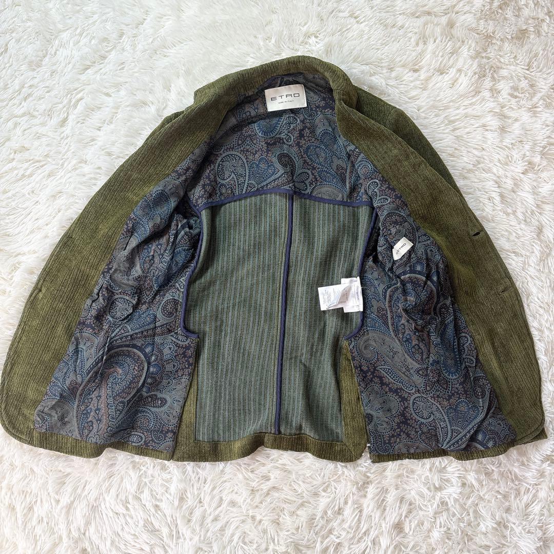 ETRO エトロ テーラードジャケット 裏地ペイズリー柄 コーデュロイ
