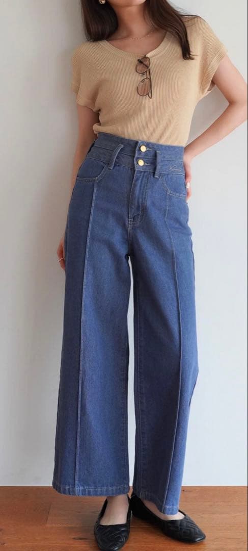Double Belt Wide Denim デニムキクリ kicuri タグ付