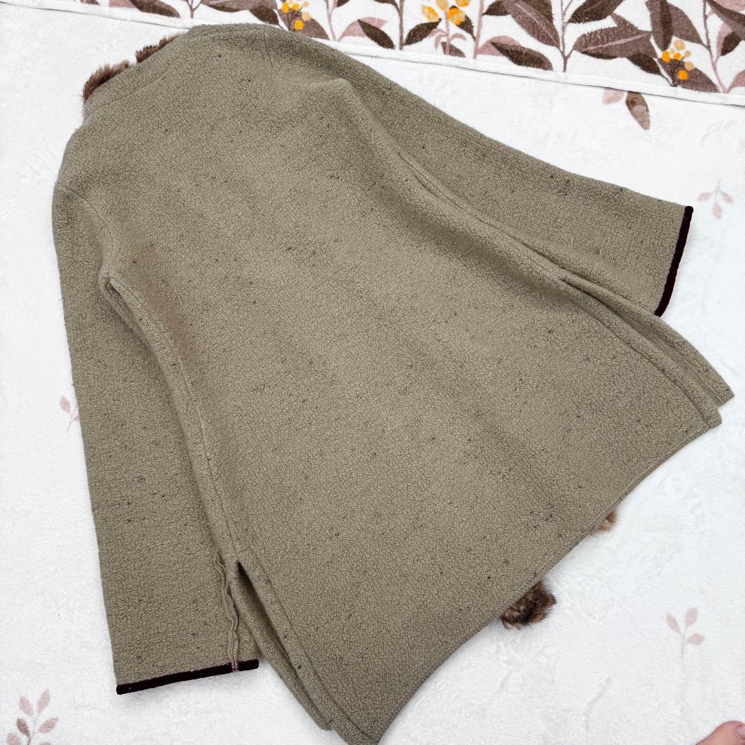 希少 ETRO エトロ ニット コート ガウン ファー ウール ブラウン 44
