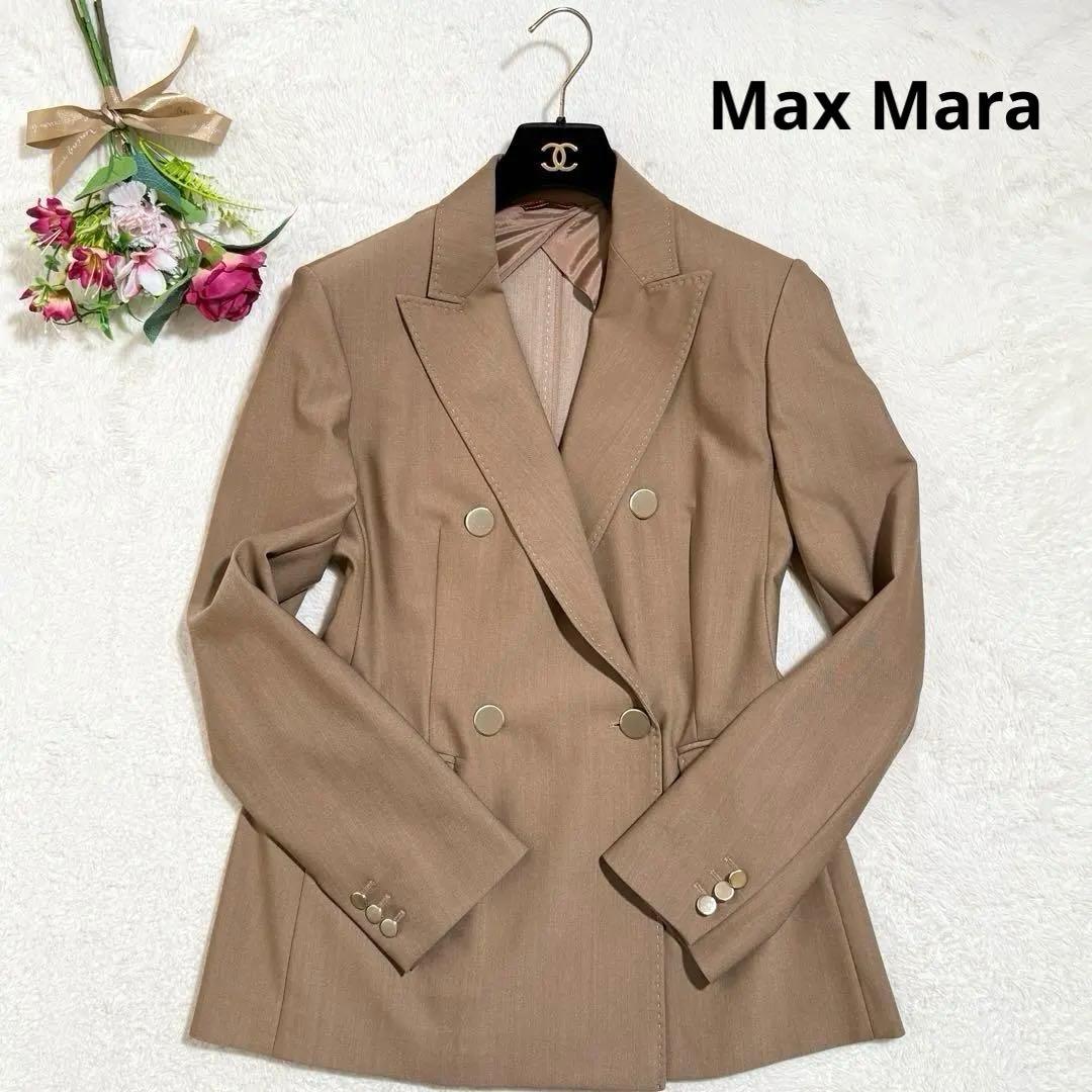 未使用級✨　MaxMara　ジャケット　ウール混　金ボタン　キャメル　XL　近年