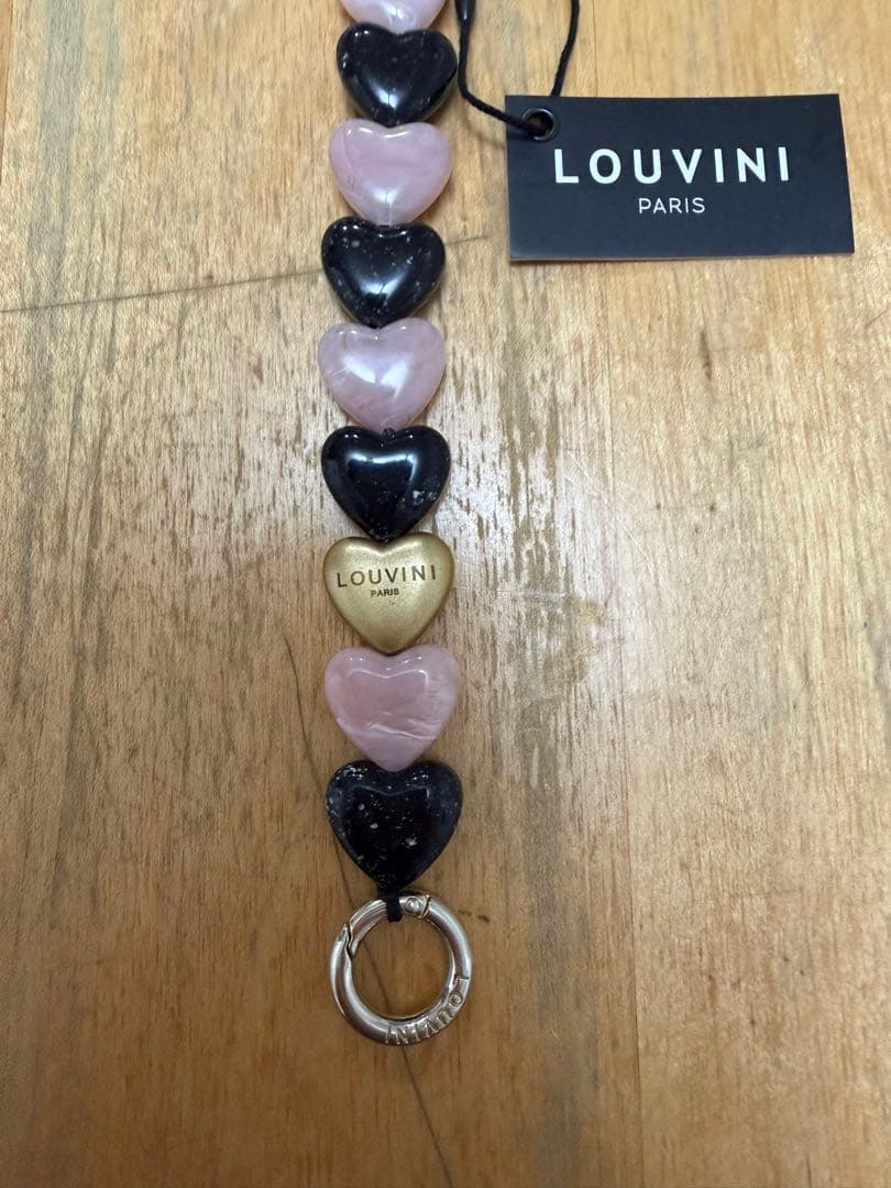 LOUVINI ハンドストラップ PETIT CUORE BLACK-PINK