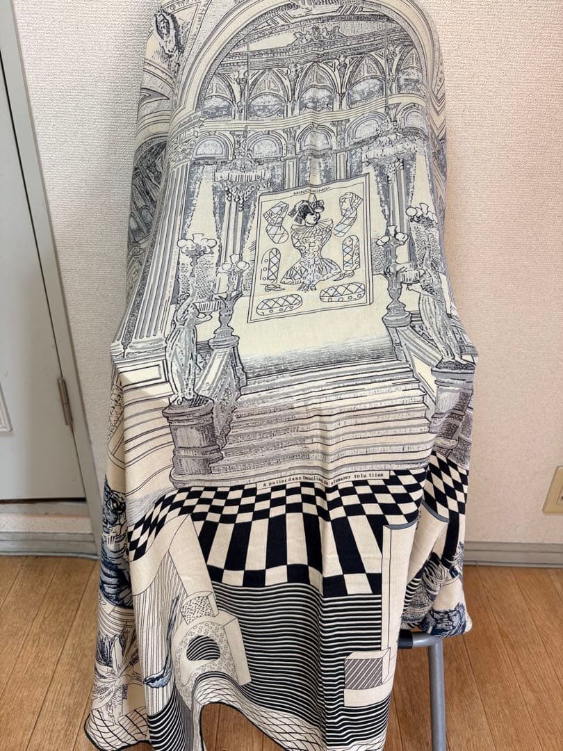幾何学模様 カシミアシルク大判ストール