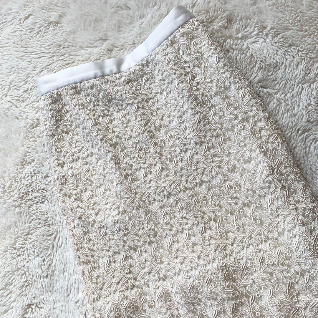 LOKITHO ロキト 刺繍　プリーツ　ロングスカート　ホワイト　S 1サイズ