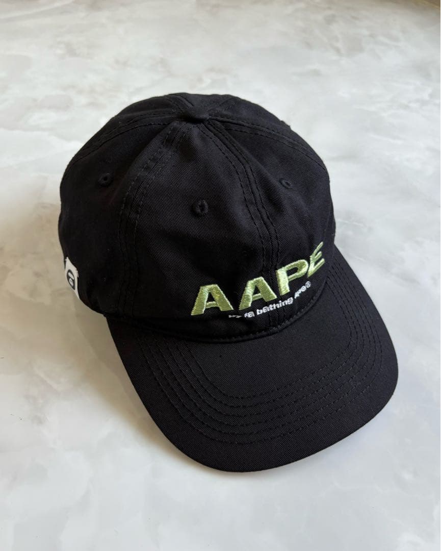 A BATHING APE キャップ 刺繍ロゴ ブラック 6パネル ローキャップ