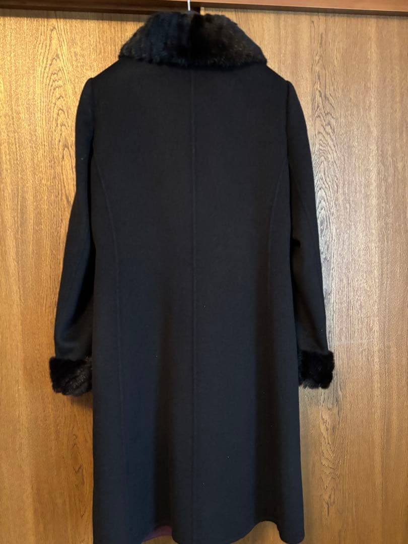 ミンクカシミア黒ロングコート