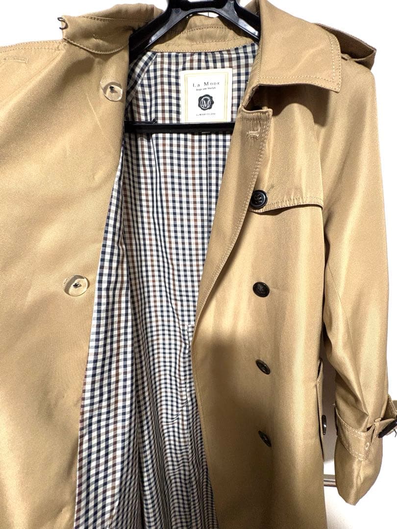 La MODE トレンチコート ベージュ チェック　美品 春 アウター