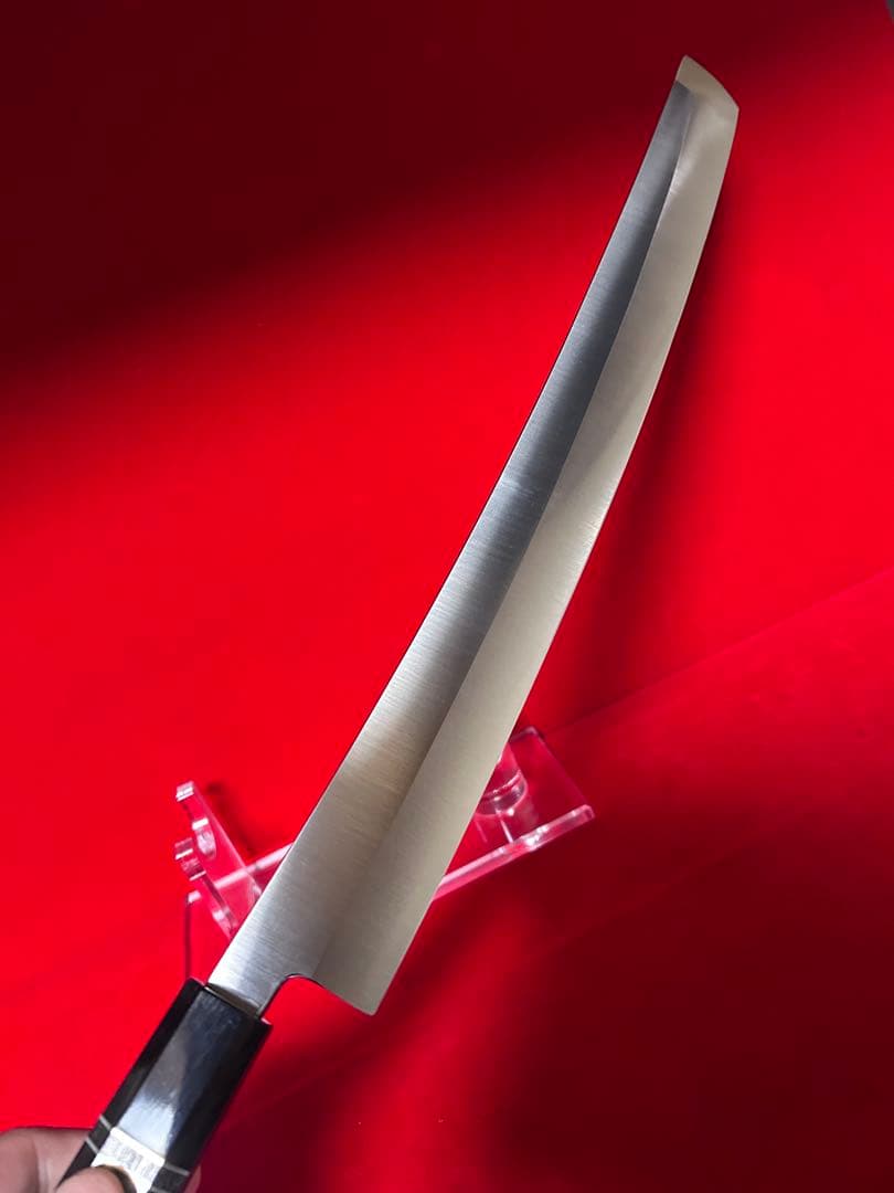 包丁　大型刺身包丁　マグロ包丁　先丸型　鬼反り　箱付　未使用品