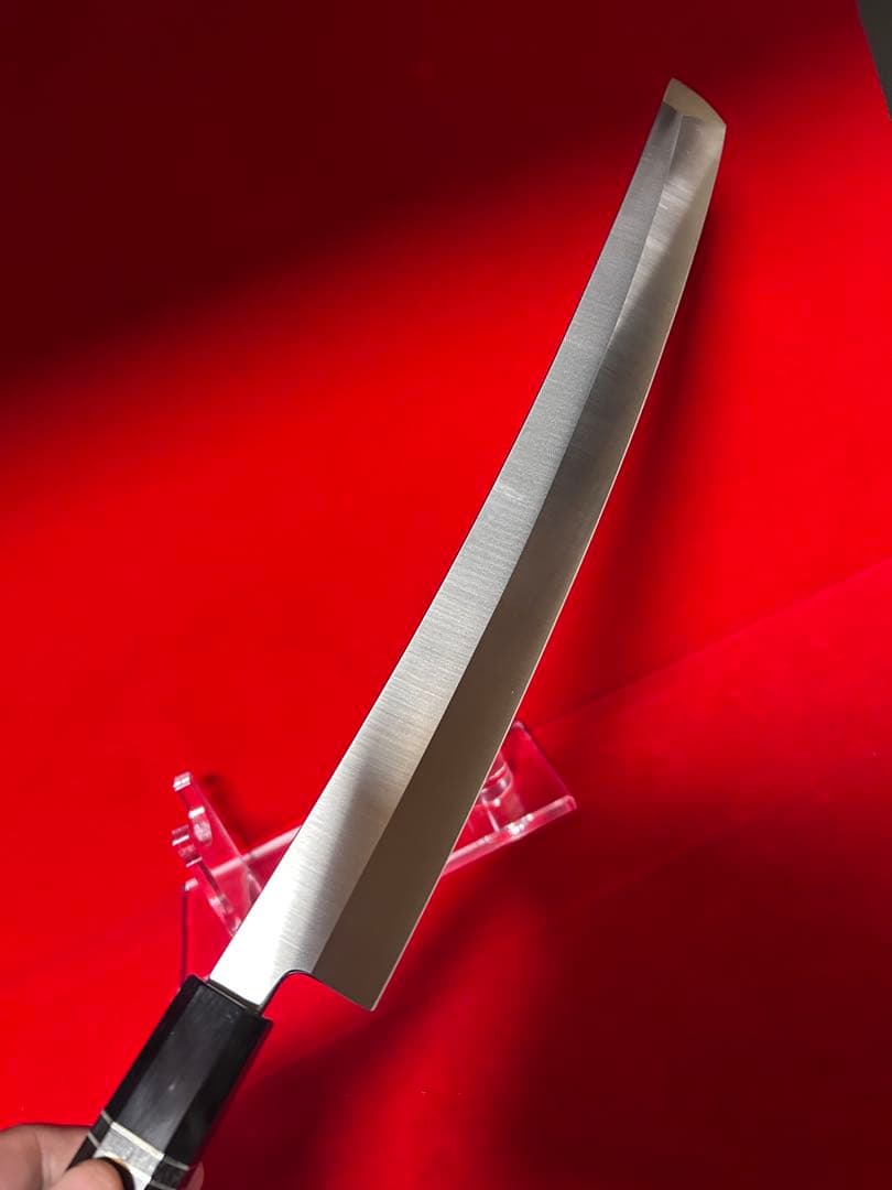 包丁　大型刺身包丁　マグロ包丁　先丸型　鬼反り　箱付　未使用品