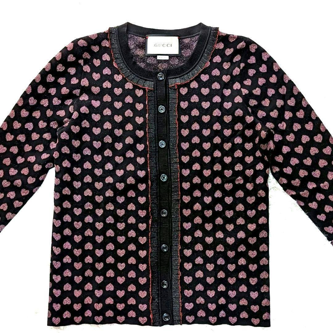 【美品】GUCCI グッチ ニットカーディガン ハート柄