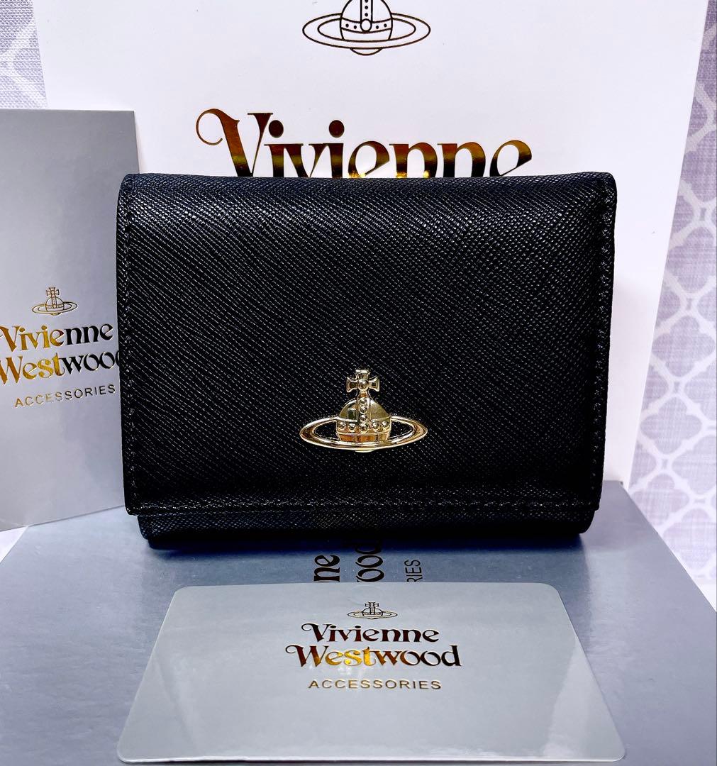 【大人気♡ショッパー付】新品 ヴィヴィアン・ウエストウッド　三折り財布 黒