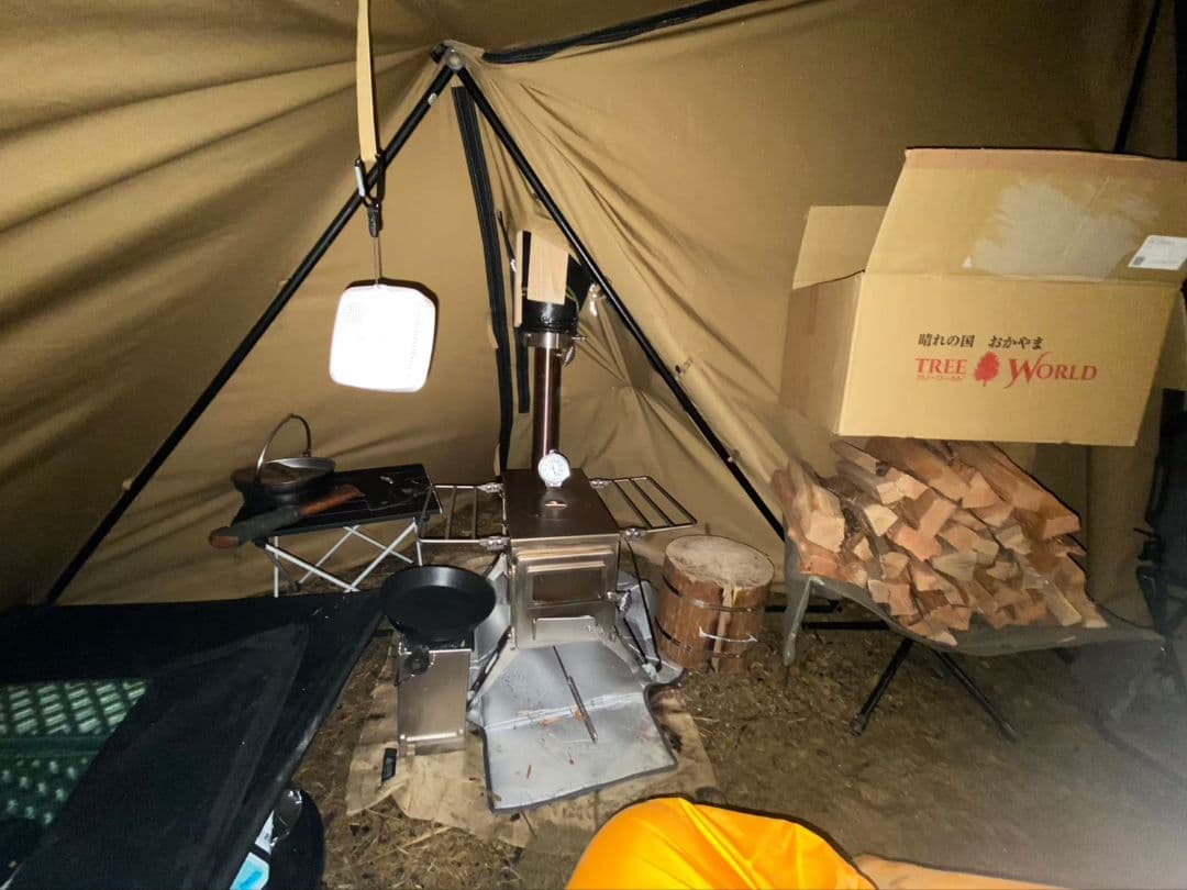 GOGlamping パップテントTC 1人用 【煙突口+三角窓】 二股アルミ