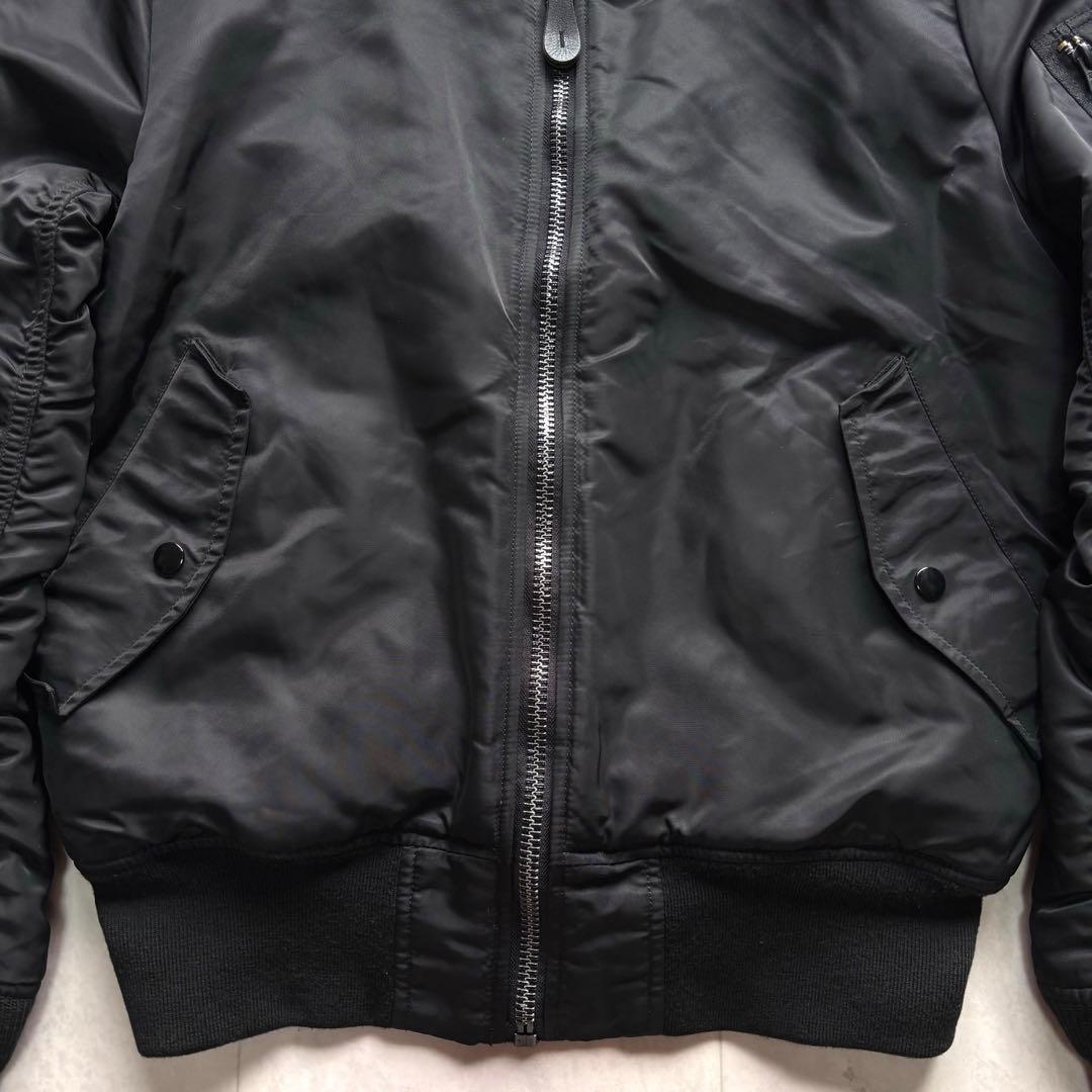【美品】アルファ MA-1 フライトジャケット L ブラック リバーシブル 短丈