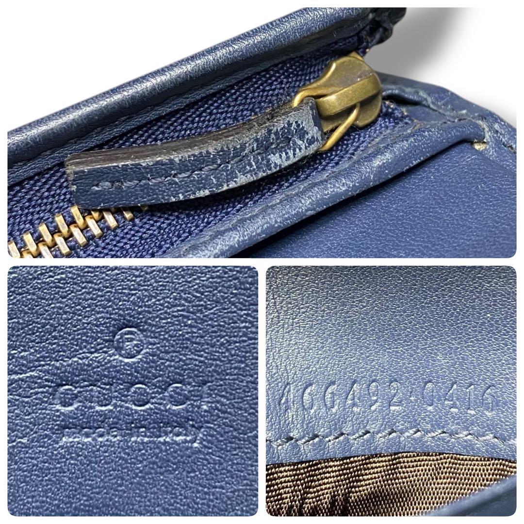 良品 GUCCI マーモント パール デニム GG 財布 折財布 ウォレット