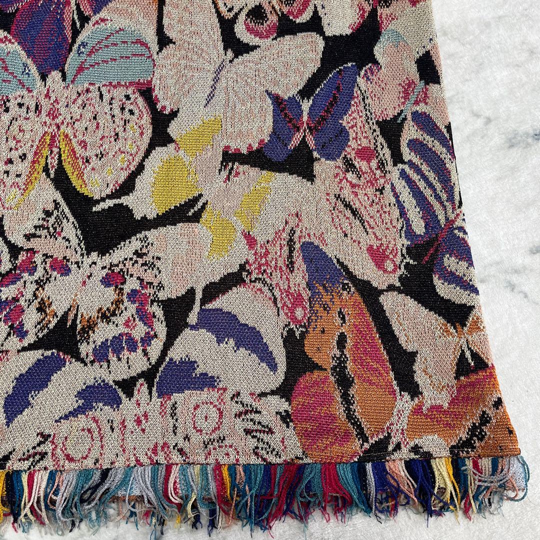 MISSONI ニットロングスカート マルチカラー 蝶々 総柄44 ラメ