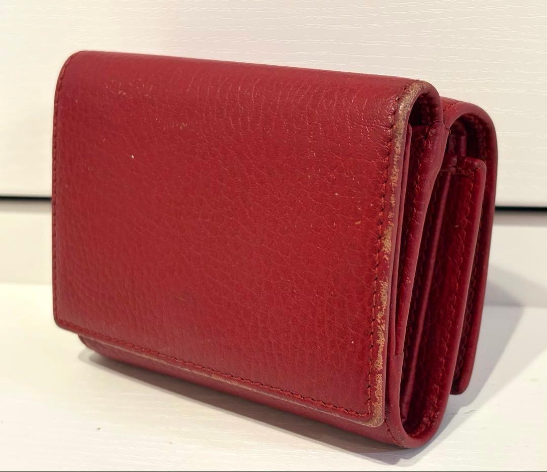 v*a様 GUCCI グッチ GGロゴ 三つ折り財布 赤 マーモント