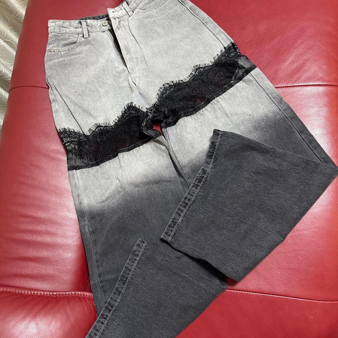 Darich スカラップレースデニムロングパンツ