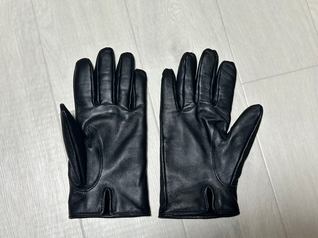 B:MING byBEAMSレザー製　黒手袋 ファー裏地付き　24cm