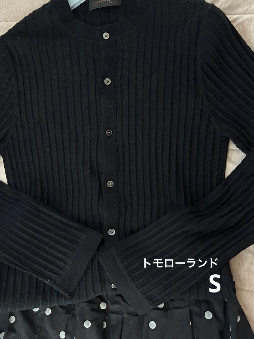 トモローランド♡ニットカシミヤ⭐︎シルクリブ クルーネック黒カーディガン⭐︎定価4万