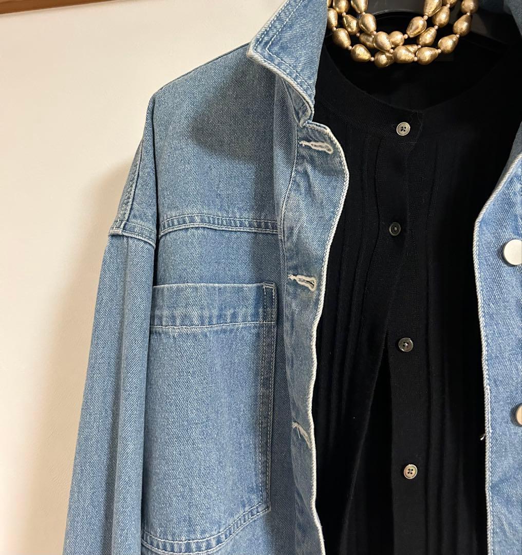 トモローランド♡ニットカシミヤ⭐︎シルクリブ クルーネック黒カーディガン⭐︎定価4万