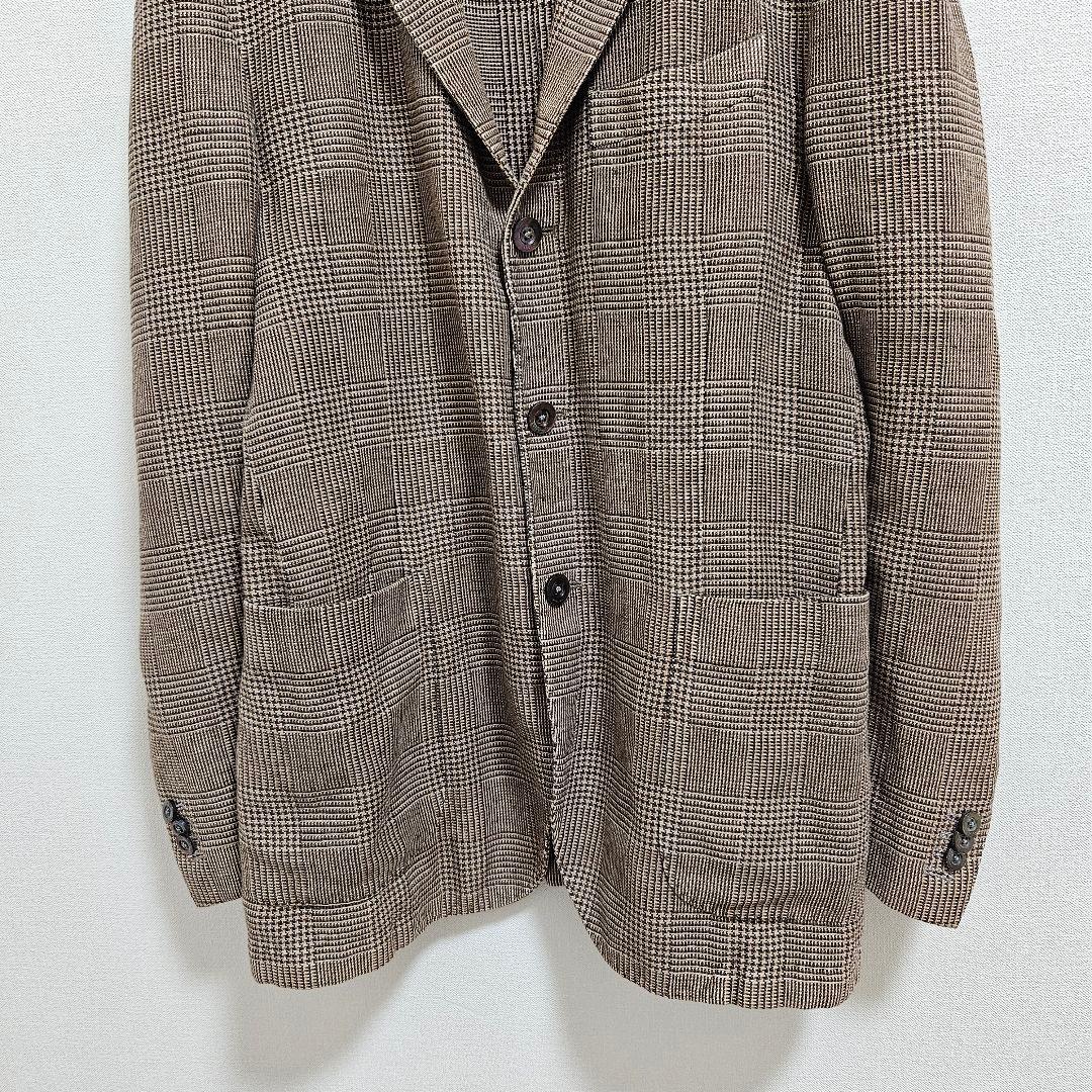 BOGLIOLI リネン混紡 テーラードジャケット グレンチェック ブラウン L