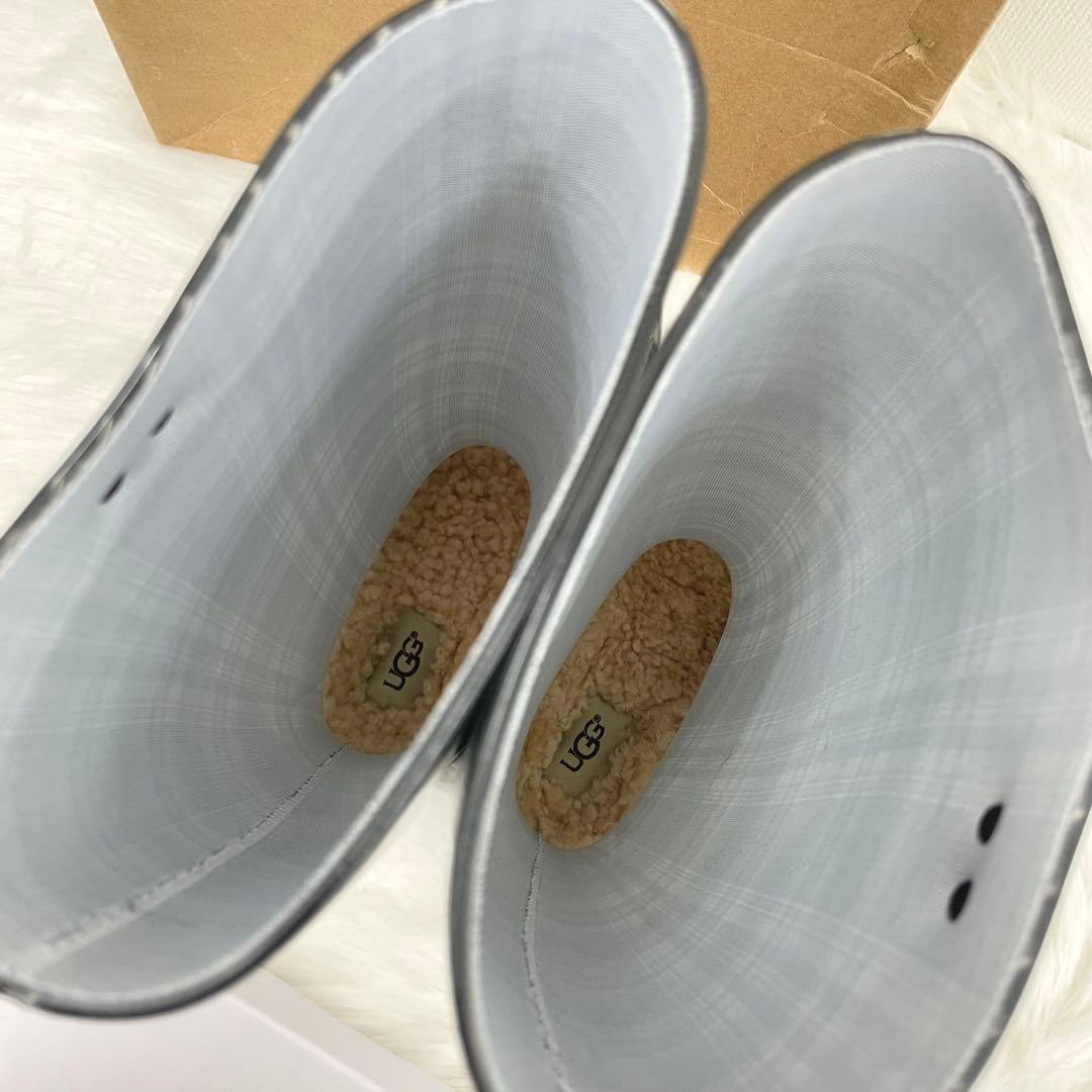 新品 未使用 UGG 長靴 レインブーツ チェック グリーン 箱付き