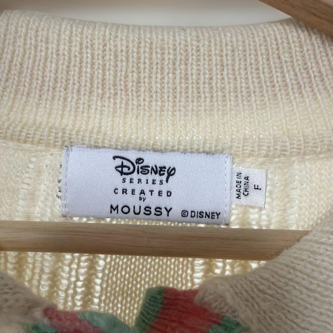 Disney ディズニー MOUSSY マウジー ショートニットカーディガン 白