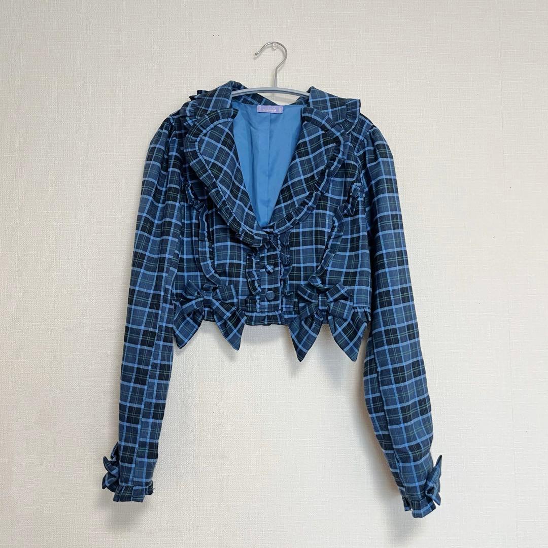 axes femme kaiwaii タータンチェック 3点セット ブルー
