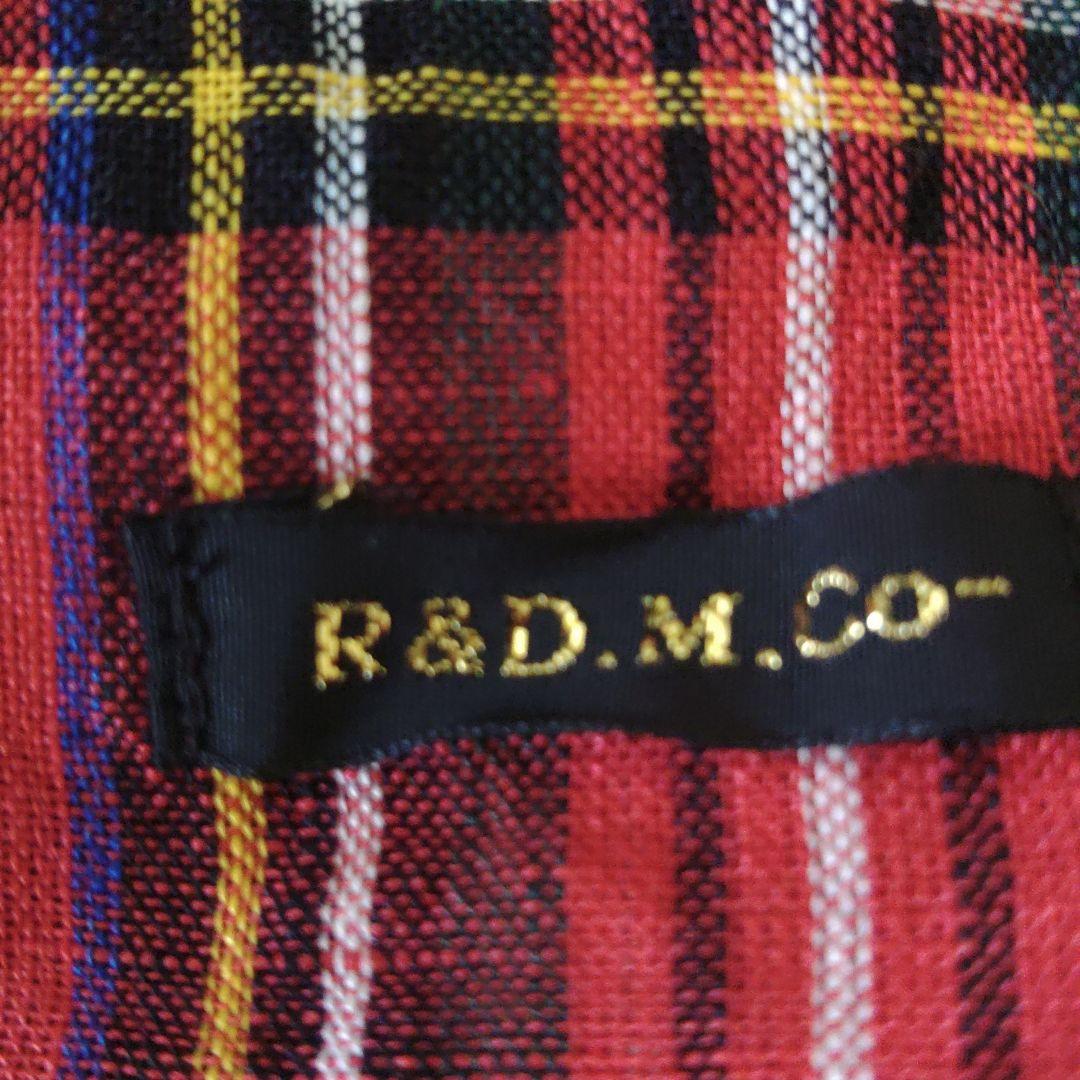 R&D.M.Co- リネン　タータンチェック　. ストール　赤
