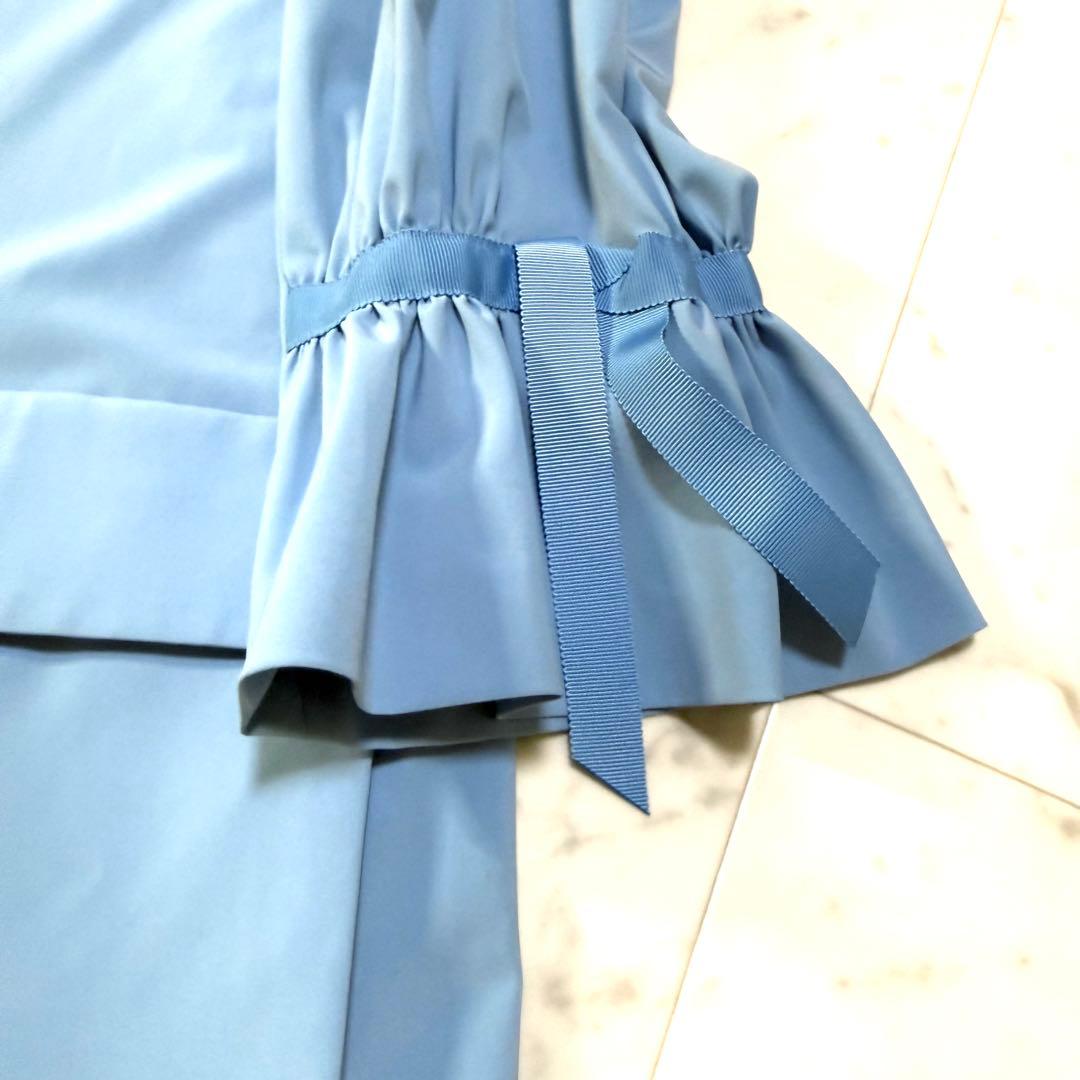 美品 フォクシー FOXEY レイニーコート ウォータープルーフ ライトブルー