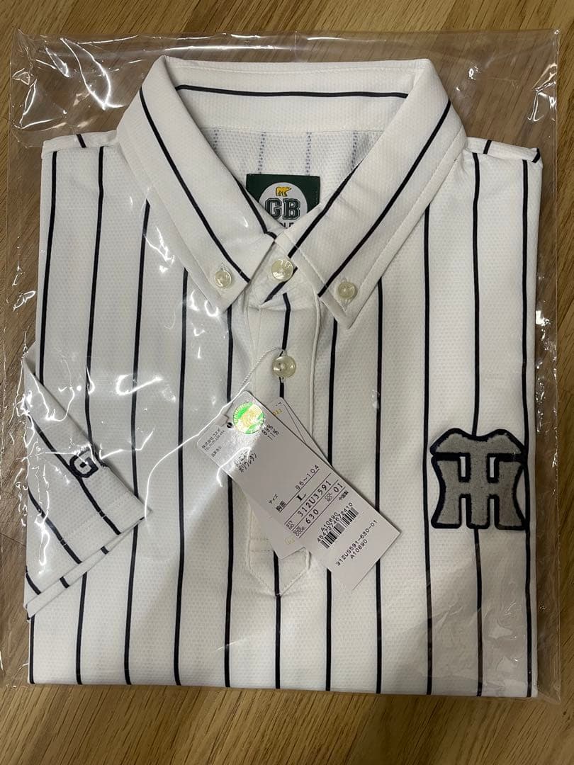 GB GOLF 阪神タイガース　コラボ　ストライプポロシャツ　白　新品未使用タグ