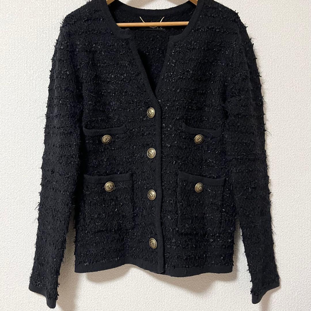 美品✨curensology モールツイードニットカーディガン　ブラック
