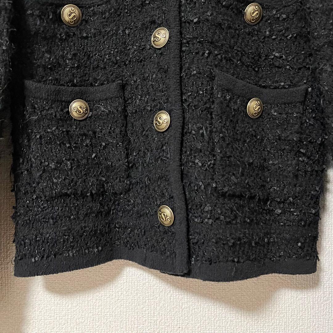 美品✨curensology モールツイードニットカーディガン　ブラック