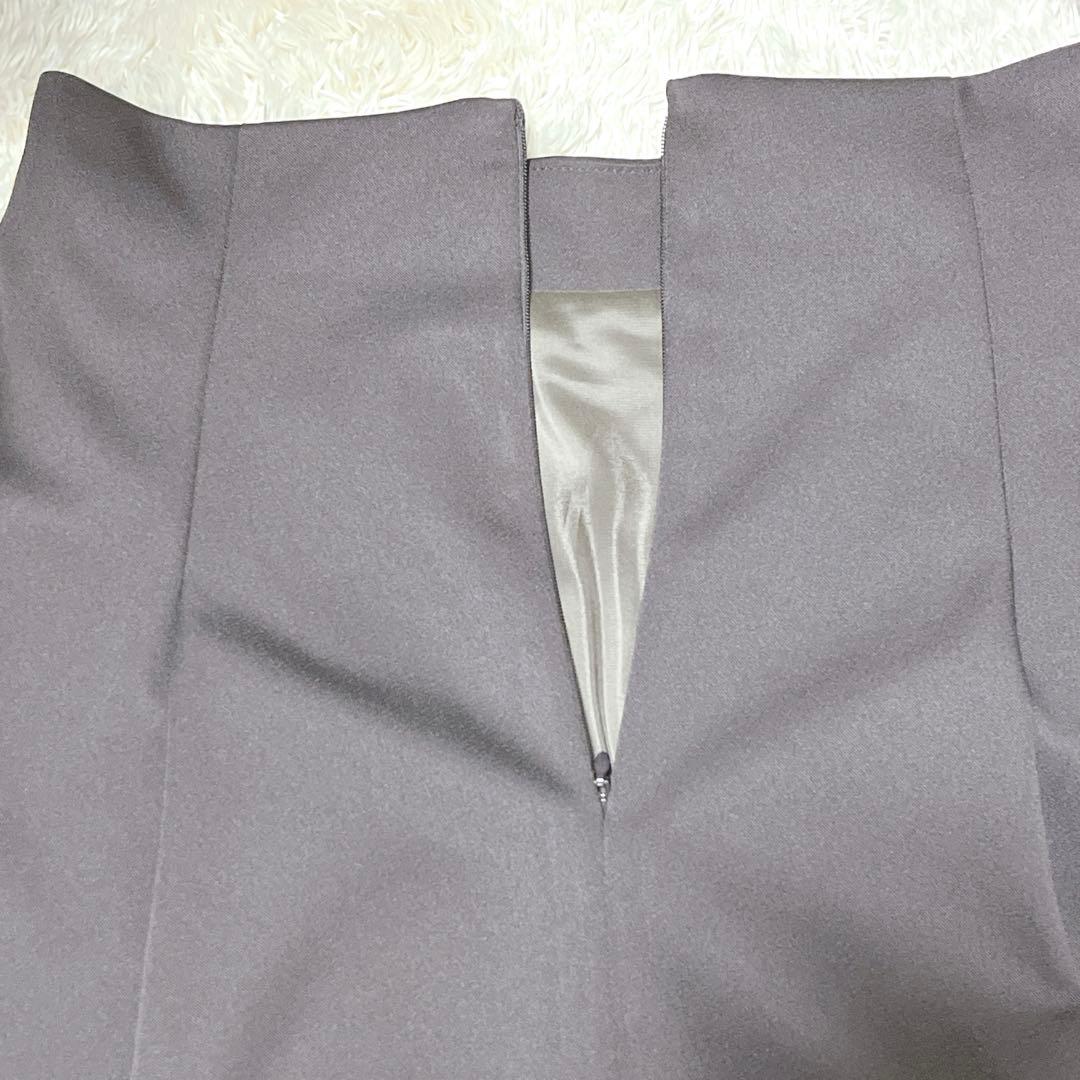【ロペ】ダブルサテンタックミディフレアースカート/美品/ダークブラウン