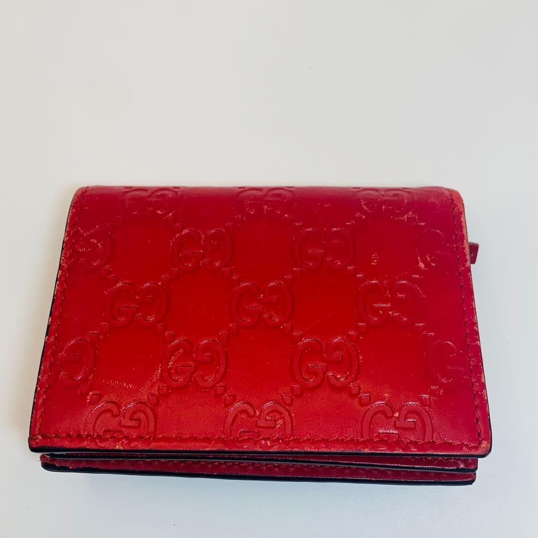 ✨レア、GUCCI 折り財布　さくらんぼ　レザー　レッド