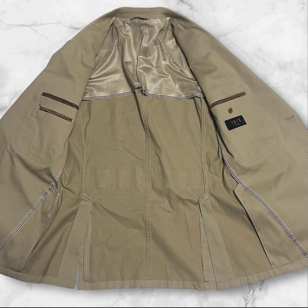 【美品】DAKS テーラードジャケット ベージュ L オンワード樫山 ストレッチ