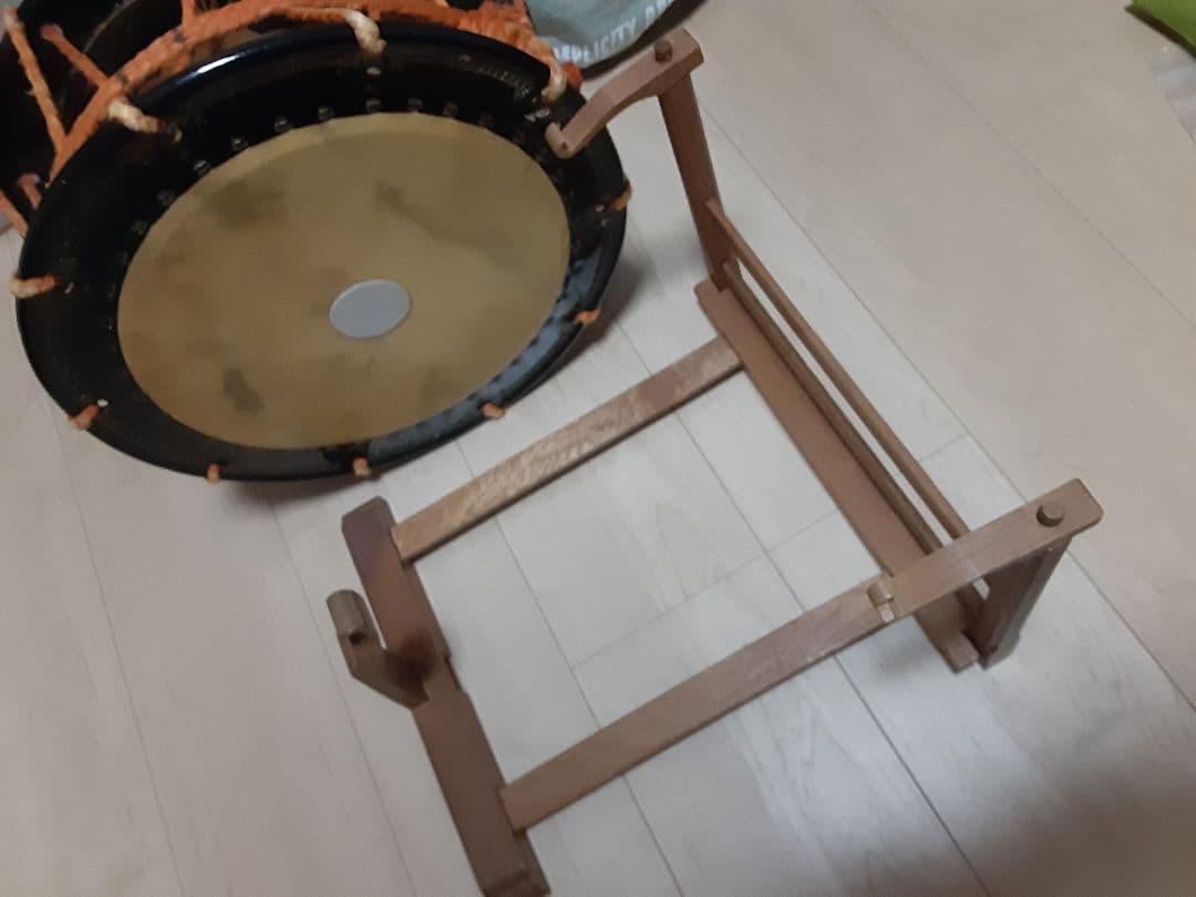 和締太鼓 黒色 鶴模様 直径約35cm