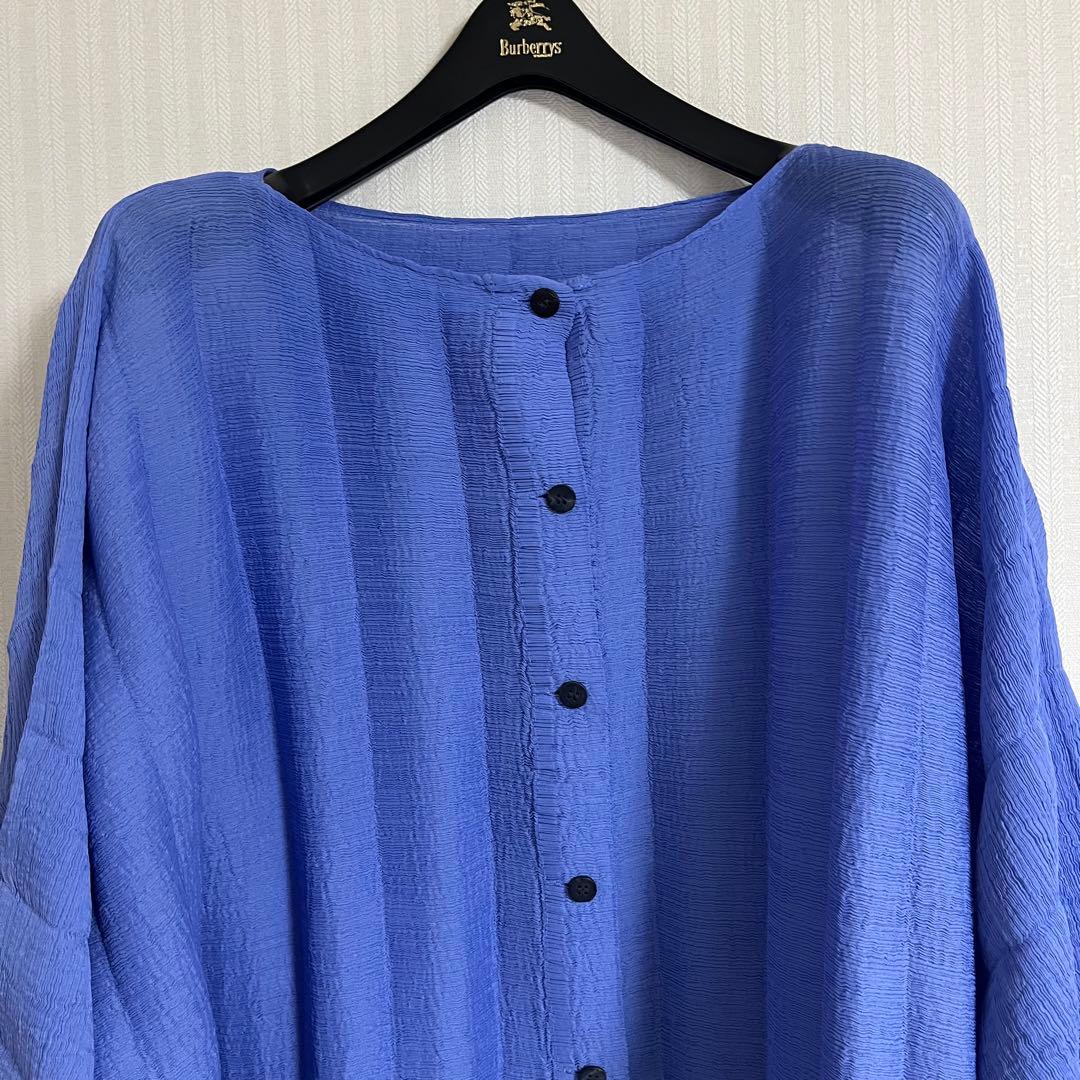 me ISSEY MIYAKE シースルークレープ　カーディガン　薄パープル