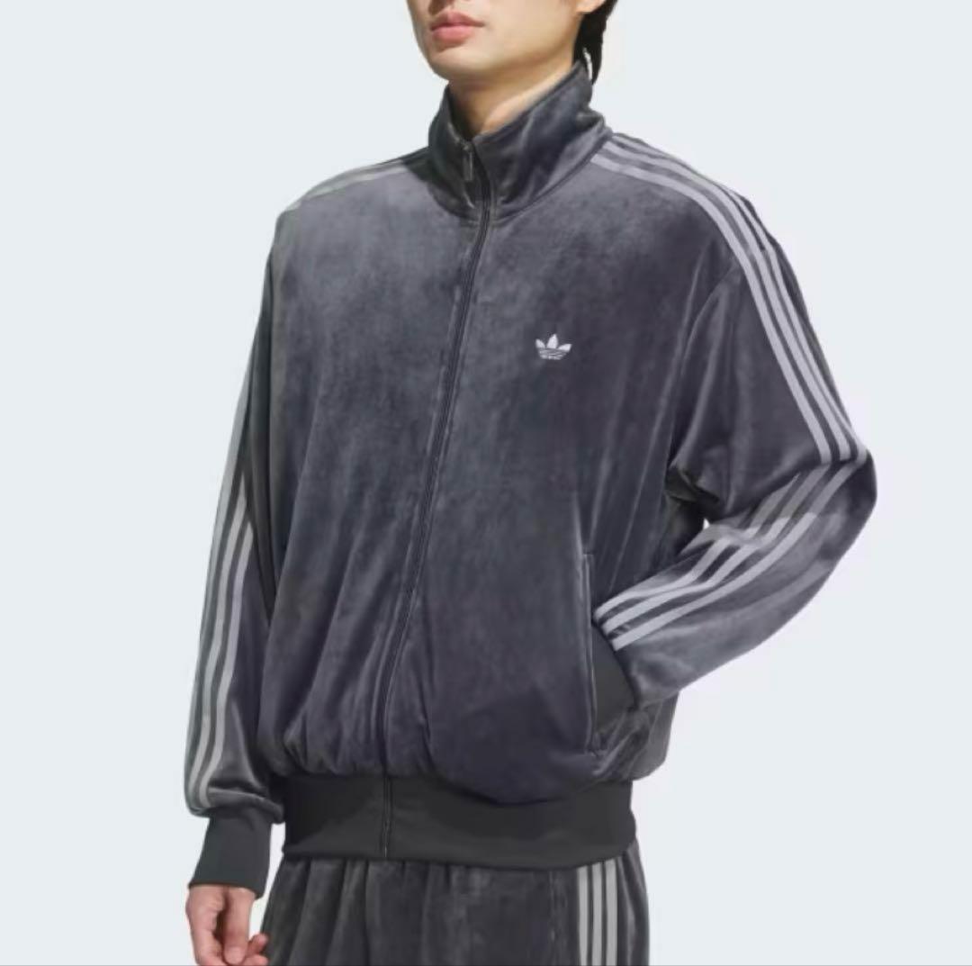 国内完売 ✨　アディダス トラックトップ ベロア ダークグレー 2XL