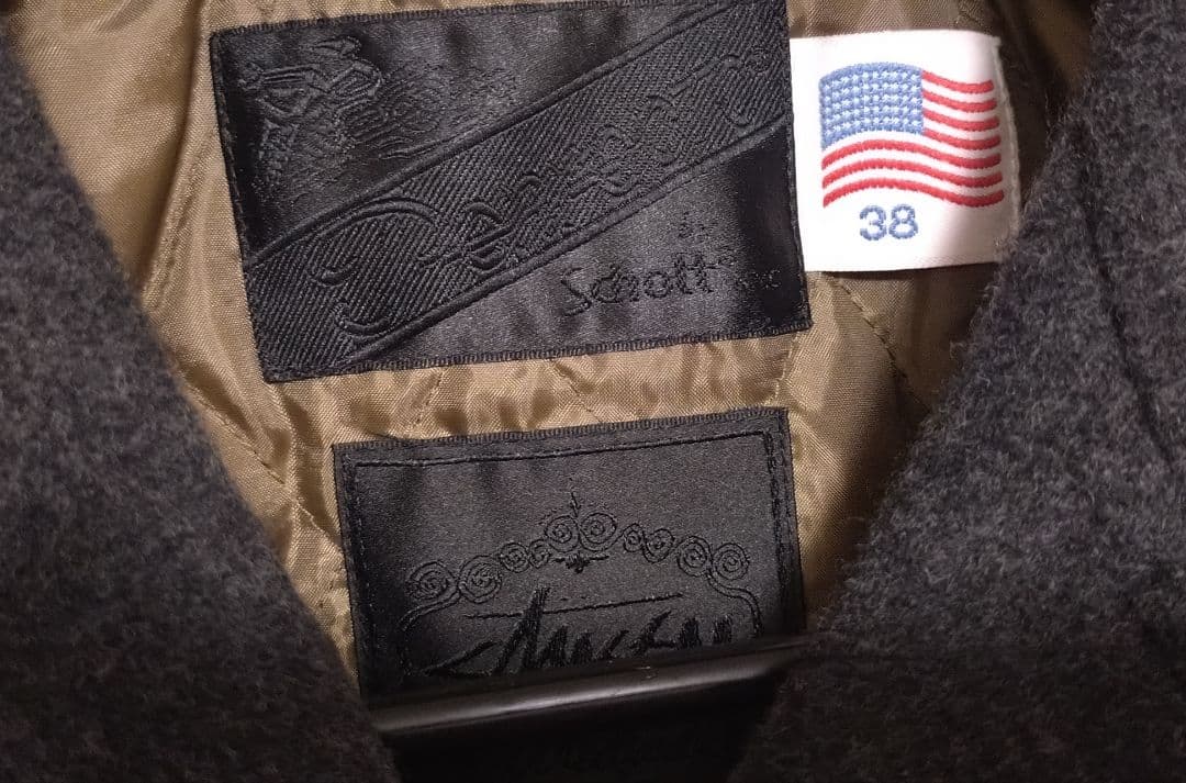 美品！Schott × STUSSYコラボ メルトンウールライダースジャケット