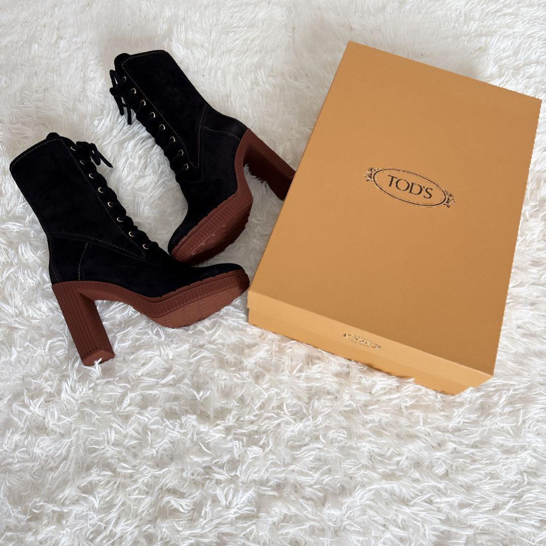 新品同様 ★TOD'S トッズ★ スエード レザー レースアップ ミドルブーツ