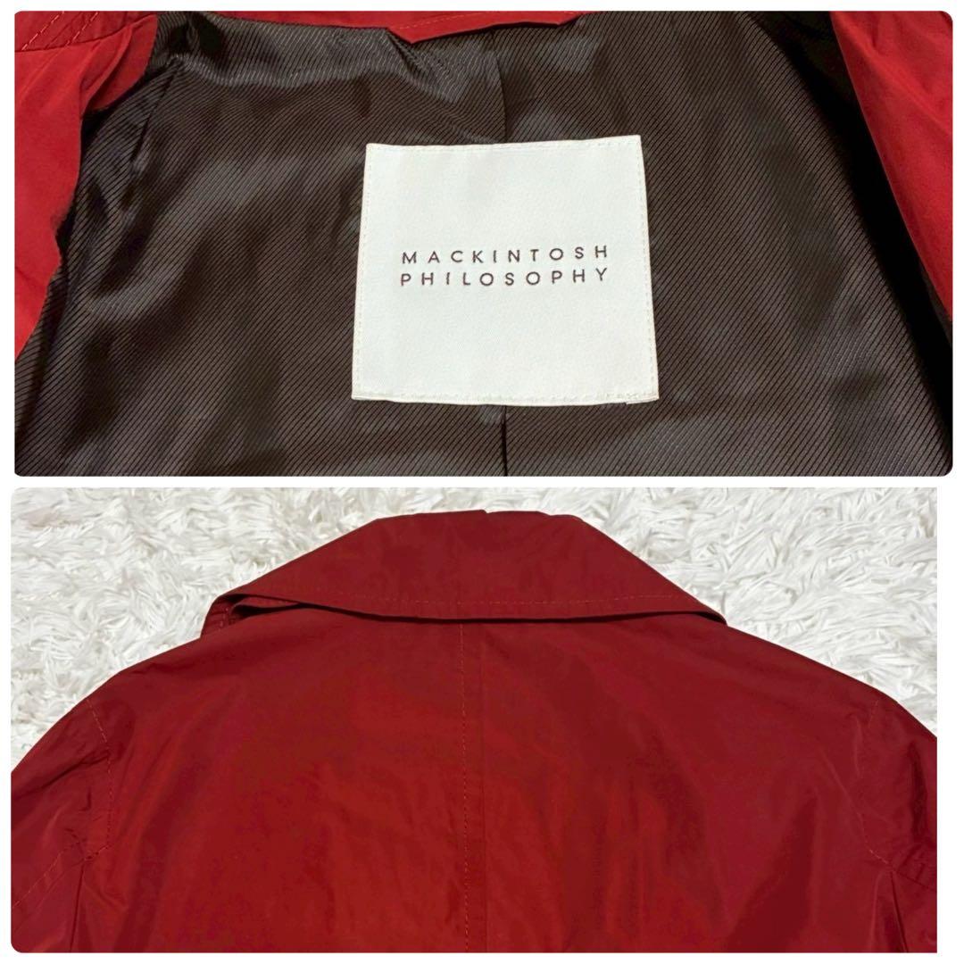 極美品/L マッキントッシュ　トレンチコート　撥水加工　ロゴボタン　赤　日本製